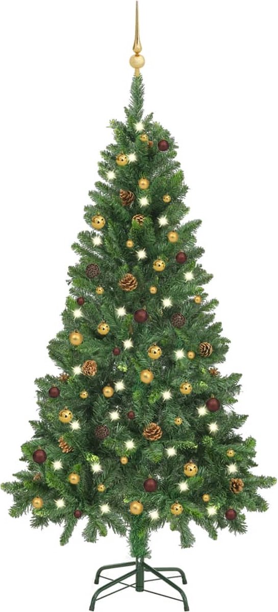 VidaLife Kunstkerstboom met LED's en kerstballen 150 cm groen