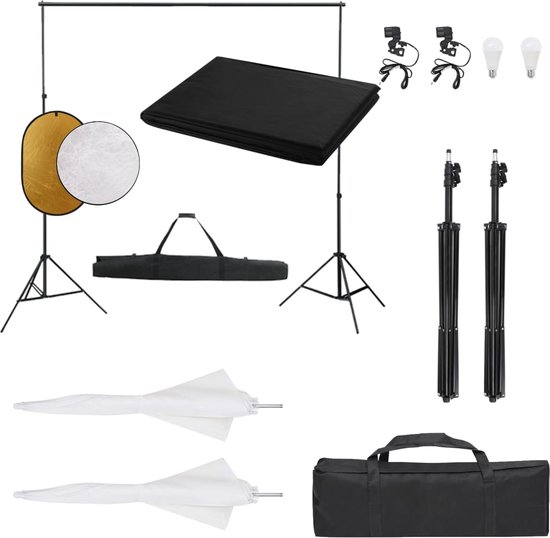 Foto: Vidaxl fotostudioset met verlichtingsset achtergrond en reflector