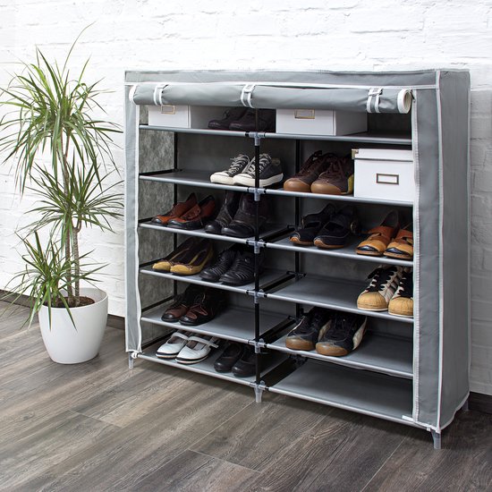 Relaxdays schoenenrek 5 etages - schoenenkast - voor 15 paar schoenen - schoenenopberger - wit