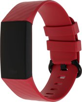 Bandje Voor Fitbit Charge 3 & 4 Sport Wafel Band - Rood (Bruin) - Maat: SM - Horlogebandje, Armband