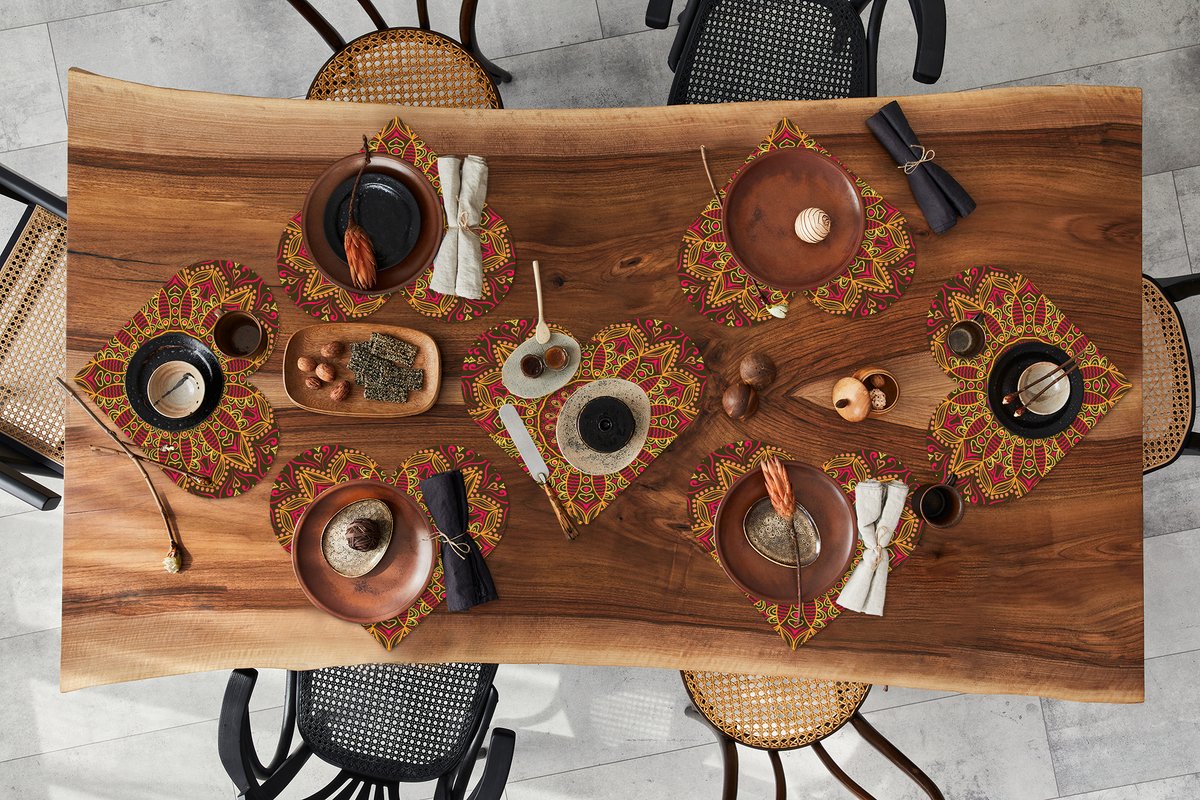 Onderleggers - Placemats - Placemats hartje - Patroon - Mandala - Planten - 8 stuks