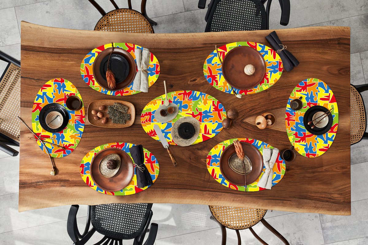 Placemats ovaal - Onderleggers - Ovale placemats - Puzzel - Patronen - Abstract - 10 stuks