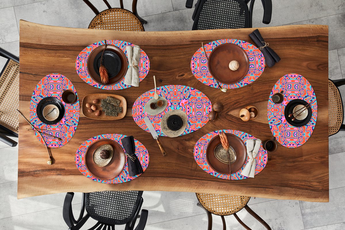 Placemats ovaal - Onderleggers - Ovale placemats - Patronen - Lavalamp - Abstract - 10 stuks