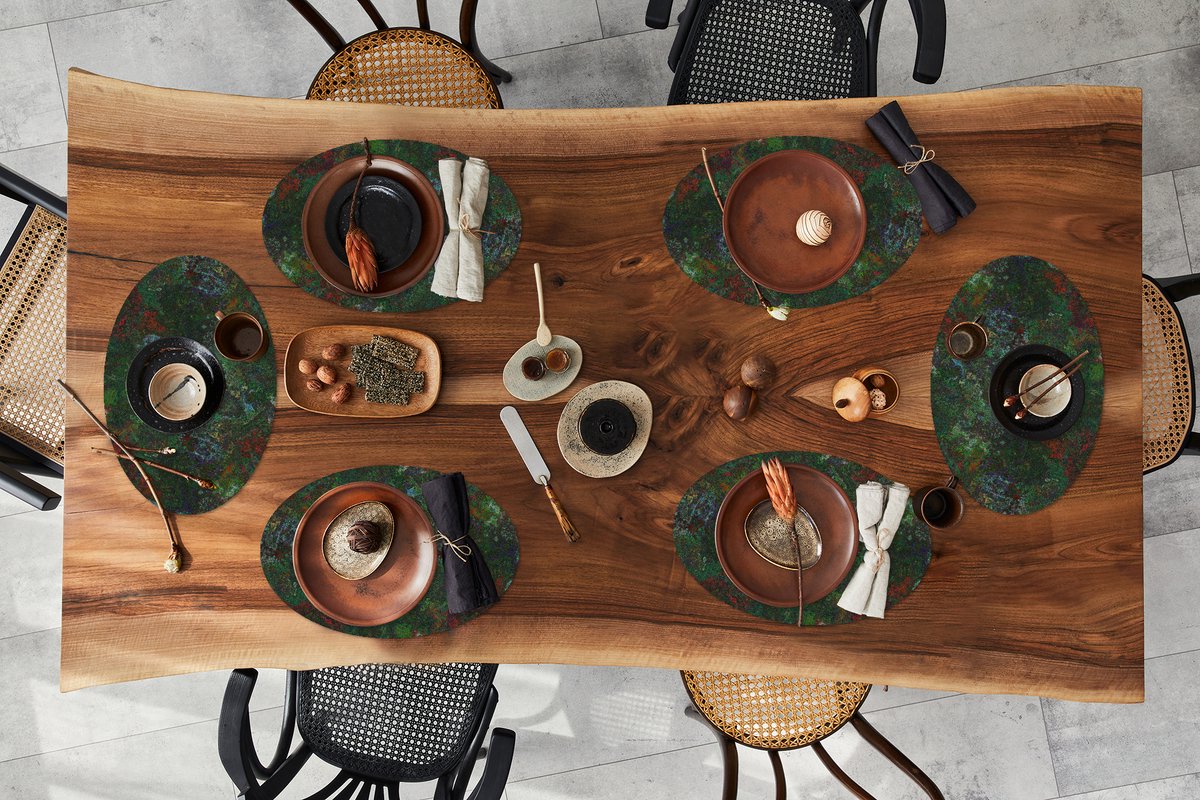 Placemats ovaal - Onderleggers - Ovale placemats - Patroon - Verf - Abstract - Groen - 6 stuks