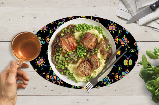 Napperons de table ovales - Sets de table - Sets de table ovales - Papillon - Motif - Insectes - 10 pièces