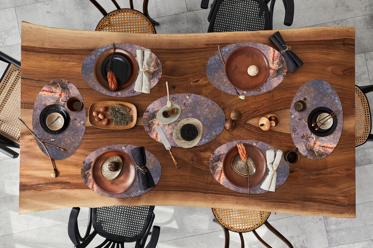 Placemats ovaal - Onderleggers - Ovale placemats - Metaal - Roest print - Brons - 8 stuks