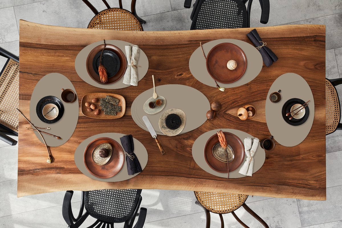 Placemats ovaal - Onderleggers - Ovale placemats - Interieur - Kleuren - Beige - 10 stuks