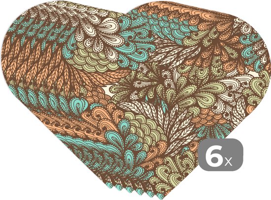 Sets de table - Napperons - Napperons de table coeur - Feuilles - Abstrait - Motifs - 6 pièces