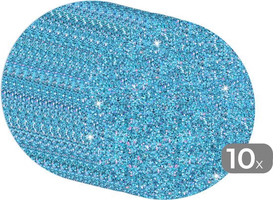 Sets de table ronds - Dessous de verre - Napperons ronds - Aquamarijn - Gémeaux - Zodiac - Pierre de naissance - Motifs - 10 pièces