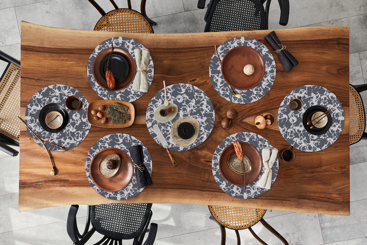 Ronde placemats - Onderlegger - Placemats rond - Patronen - Zwart Wit - Camouflage - 8 stuks