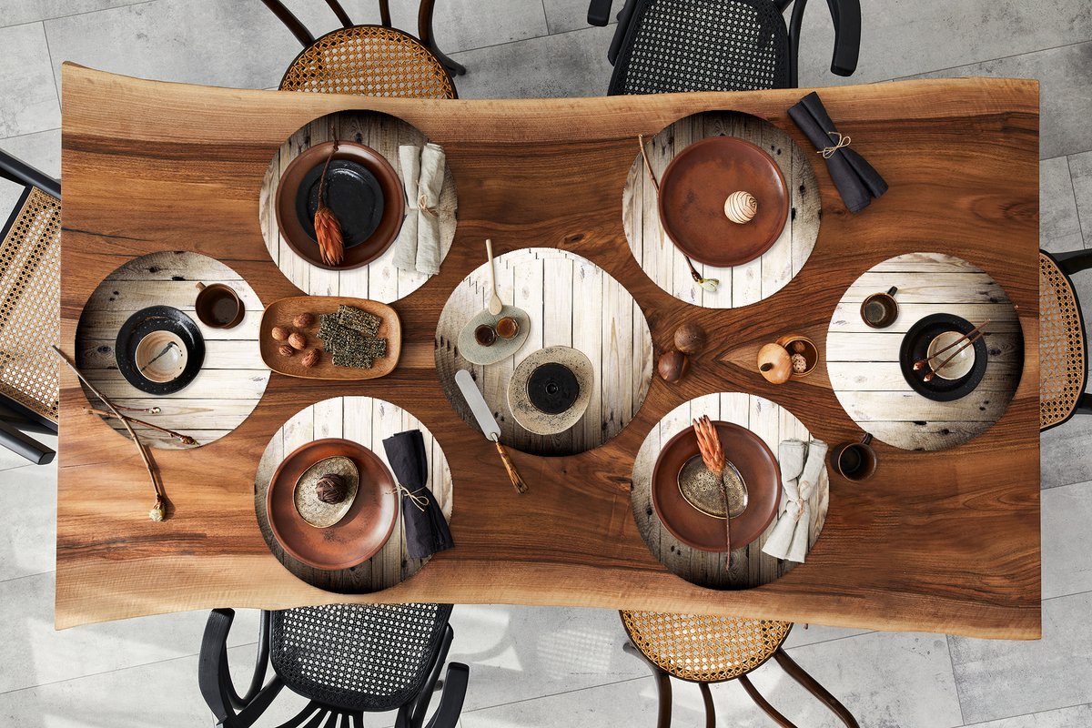 Ronde placemats - Onderlegger - Placemats rond - Plank - Boom - Hout - Landelijk - 10 stuks