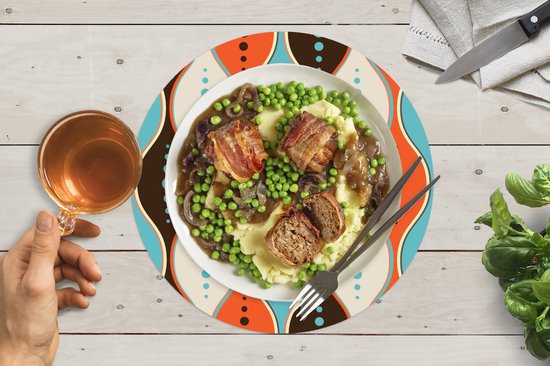 Sets de table ronds - Dessous de verre - Napperons de table ronds - Rétro - Cercle - Design - 8 pièces