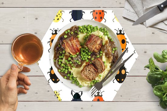 Napperons de table hexagon - Sets de table Sets de table - Set de table hexagone - Scarabée - Insectes - Design - 8 pièces