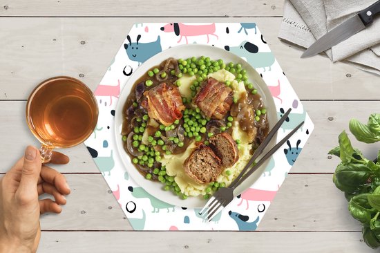 Napperons de table hexagon - Sets de table Sets de table - Set de table hexagone - Motif - Chien - Dessin - 6 pièces