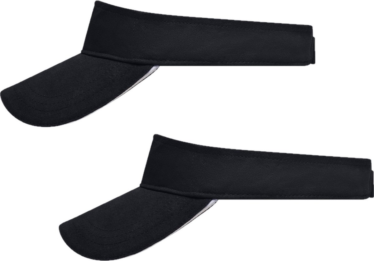 Set van 8x stuks zonneklep zwart uni kleuren 47 cm - zonnehoedjes voor volwassenen