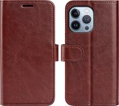 iPhone 14 Pro Max Hoesje - MobyDefend Wallet Book Case (Sluiting Achterkant) - Bruin - GSM Hoesje - Telefoonhoesje Geschikt Voor iPhone 14 Pro Max