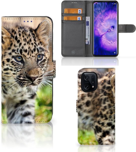GSM Hoesje OPPO Find X5 Beschermhoesje met foto Baby Luipaard