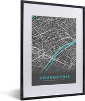 Fotolijst incl. Poster - Courbevoie – Plattegrond – Frankrijk – Kaart – Stadskaart - 30x40 cm - Posterlijst