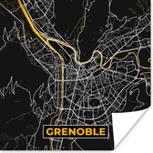 Poster Grenoble – Plattegrond – Frankrijk – Kaart – Stadskaart - 30x30 cm