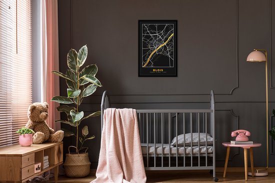 Cadre photo avec poster - Plan de ville - Blois - Carte - France - 40x60 cm - Cadre poster