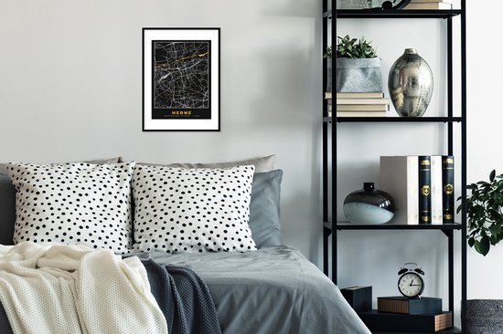 Fotolijst incl. Poster - Herne - Stadskaart - Duitsland - Plattegrond - Goud - Kaart - 30x40 cm - Posterlijst