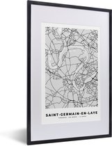 Fotolijst incl. Poster - Stadskaart – Frankrijk – Kaart – Saint-Germain-en-Laye – Plattegrond - 40x60 cm - Posterlijst