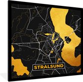 Fotolijst incl. Poster - Duitsland – Black and Gold – Stralsund – Stadskaart – Kaart – Plattegrond - 40x40 cm - Posterlijst