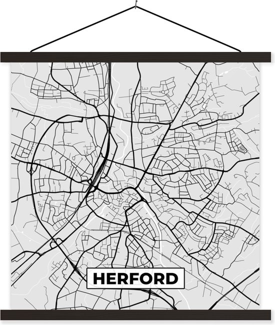 Posterhanger incl. Poster - Schoolplaat - Stadskaart - Duitsland - Plattegrond - Herford - Kaart - 40x40 cm - Zwarte latten