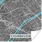Poster Kaart – Stadskaart – Frankrijk - Courbevoie - Plattegrond - 100x100 cm XXL