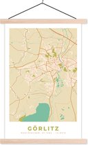 Posterhanger incl. Poster 60x90 cm - Schoolplaat - Görlitz - Kaart - Plattegrond - Vintage - Stadskaart - Textielposter - Blanke latten - Plattegrond