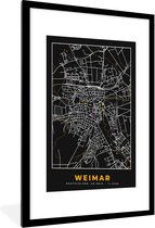 Fotolijst incl. Poster - Weimar – Stadskaart – Gold – Plattegrond – Stadskaart – Kaart - Duitsland - 60x90 cm - Posterlijst