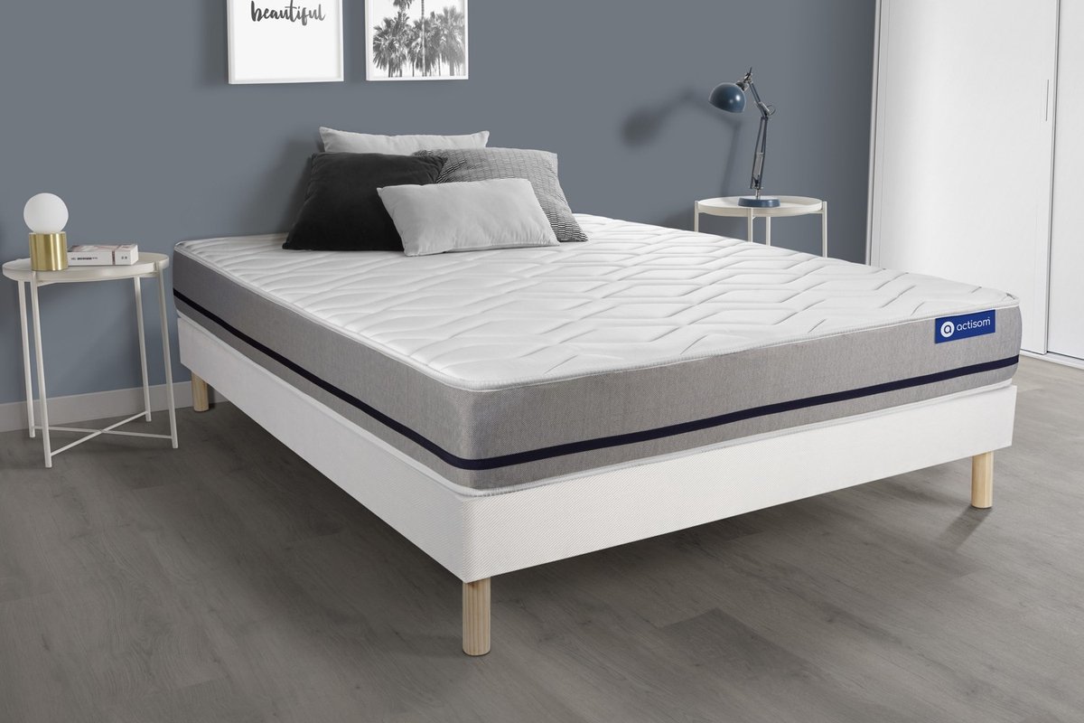 Complete boxspring met matras tweepersoons- Actisom Actiflex soft wit - Pocketveren - 180 x 210 cm