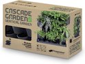 Verpakking van een verticale tuin met afbeeldingen van de donkergrijze potten en een gevulde verticale tuin.