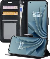 Hoesje Geschikt voor OnePlus 10 Pro Hoesje Book Case Hoes Portemonnee Cover Walletcase - Hoes Geschikt voor OnePlus 10 Pro Hoes Bookcase Hoesje - Zwart