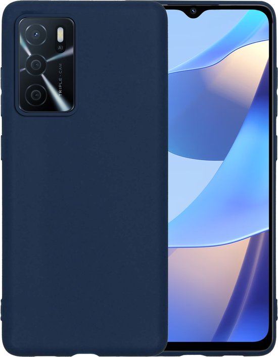 OPPO A16 Case Housse en Siliconen - OPPO A16 Case Cover Case Siliconen - Blauw foncé