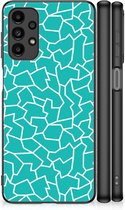 Telefoonhoesje Geschikt voor Samsung Galaxy A13 4G Back Case Siliconen Hoesje met Zwarte rand Cracks Blue