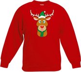 Pull de Noël rouge renne Rudolf avec bonnet de Noel vert pour garçons et filles - Pulls de Noël enfant 14-15 ans (170/176)