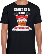 Fout Kerstshirt / Kerst t-shirt Santa is a big fat motherfucker zwart voor heren - Kerstkleding / Christmas outfit XXL