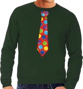 Foute kersttrui / sweater stropdas met kerstballen print groen voor heren L