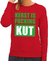 Foute kersttrui / sweater Kerst Is Fucking Kut - rood voor dames - Kersttruien XL