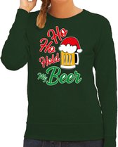 Ho ho hold my beer foute Kerstsweater / kersttrui groen voor dames - Kerstkleding / Christmas outfit XS