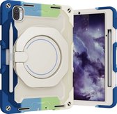 Tablet Hoes geschikt voor Xiaomi Pad 5 / 5 Pro - 11 Inch - Armor Case met Ring - Pencil Houder - Regenboog Blauw