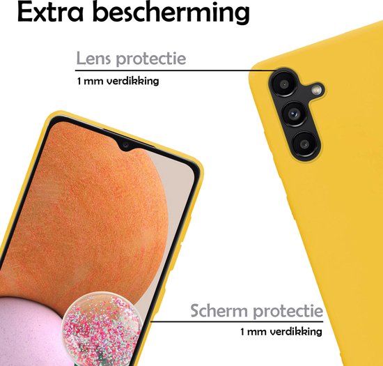 Coque Samsung A13 5G avec 2x Protecteurs d'écran - Samsung Galaxy A13 5G - Coque Samsung A13 5G en Siliconen avec 2x Protecteurs d'écran - Jaune