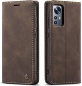 CaseMe - Hoesje geschikt voor Xiaomi 12 - Wallet Book Case - Magneetsluiting - Donker Bruin