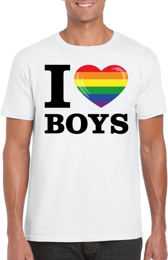 I love boys t-shirt arc-en-ciel homme blanc XL