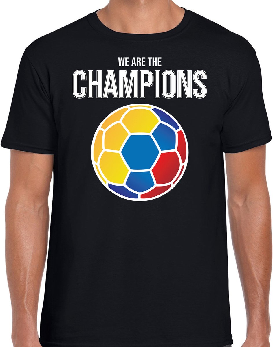 Colombia WK supporter t-shirt - we are the champions met Colombiaanse voetbal - zwart - heren - kleding / shirt S