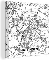 Canvas Schilderij Hattingen - Stadskaart - Kaart - Plattegrond - 90x90 cm - Wanddecoratie