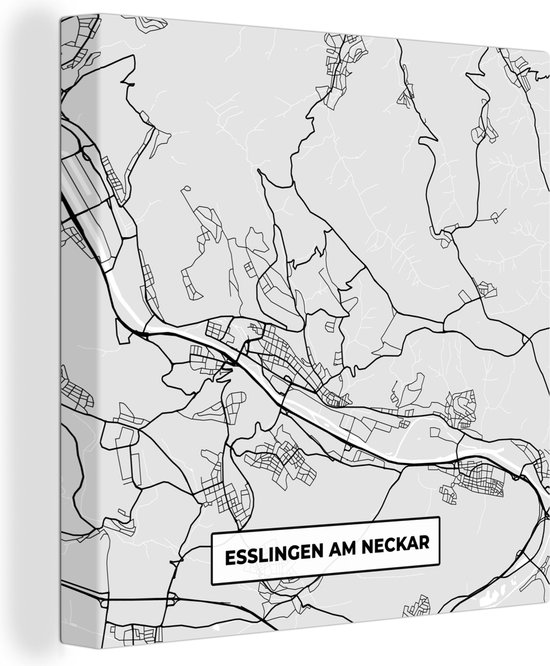 Canvas Schilderij Duitsland - Plattegrond - Esslingen Am Neckar - Kaart - Stadskaart - Wanddecoratie