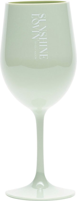 Riviera Maison Wijnglazen - Sunshine Loving Wine Glass - Groen - 1 Wijnglas
