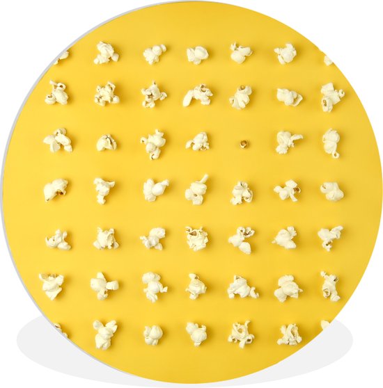 WallCircle - Wandcirkel ⌀ 150 - Patroon - Popcorn - Geel - Ronde schilderijen woonkamer - Wandbord rond - Muurdecoratie cirkel - Kamer decoratie binnen - Wanddecoratie muurcirkel - Woonaccessoires